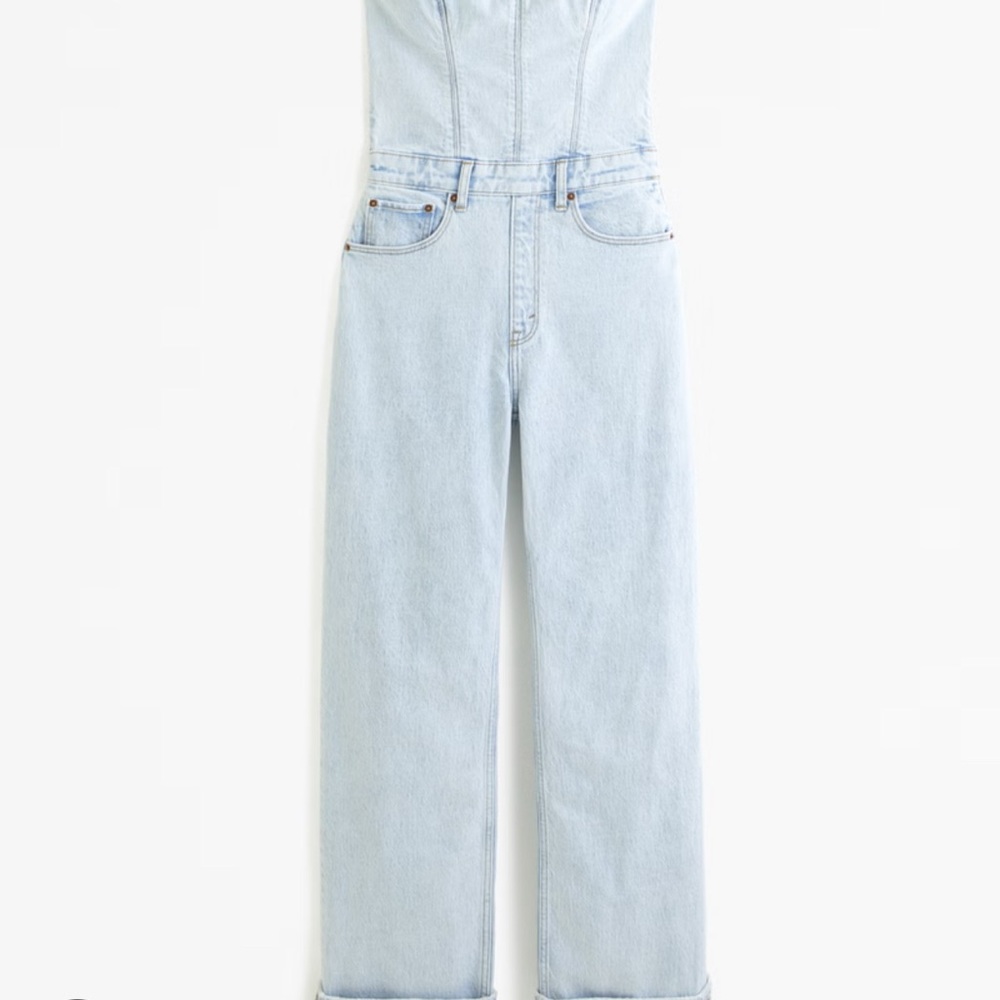Abercrombie & Fitch Strapless Denim Jumpsuit